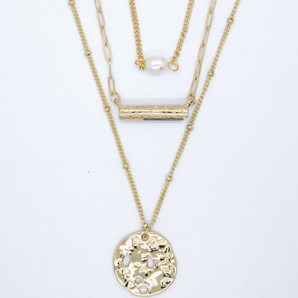 Multi-layered coin drop necklace